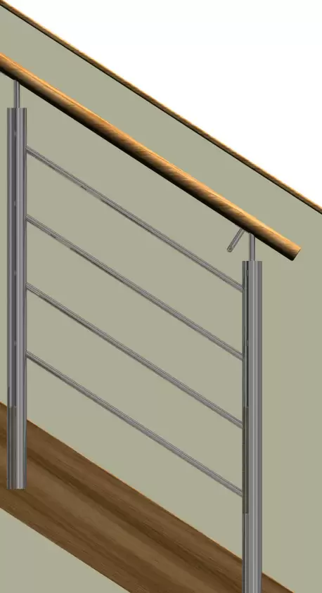 Rostfritt trappräcke.